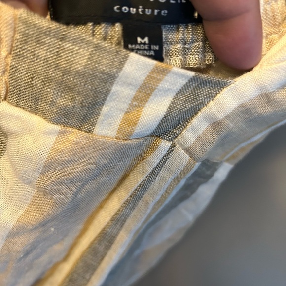 Romeo & Juliet Couture jumpsuit - tan/green striped linen blend sleeveless NWT - Picture 6 of 11